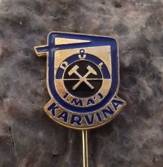 Czech Mayday Coal Mines 1st May Karvina Mining Czechoslovakia Miners Pin Badge