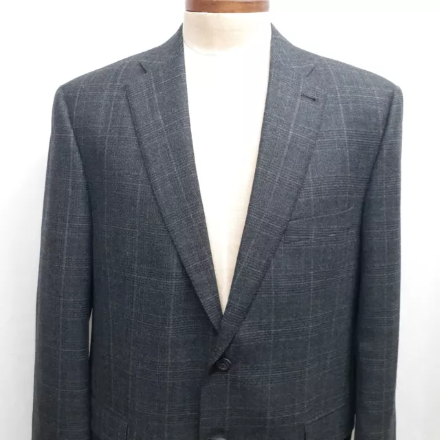 Peter Millar Blazer 46 44 Long Wool Gray Glen Plaid Sport Coat Jacket Dual Vents