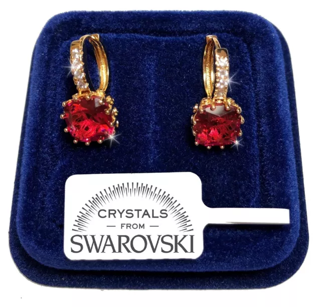 Cercle Punto Luce Boucles Pl. or Jaune 18K avec des Cristaux Swarovski Rouge