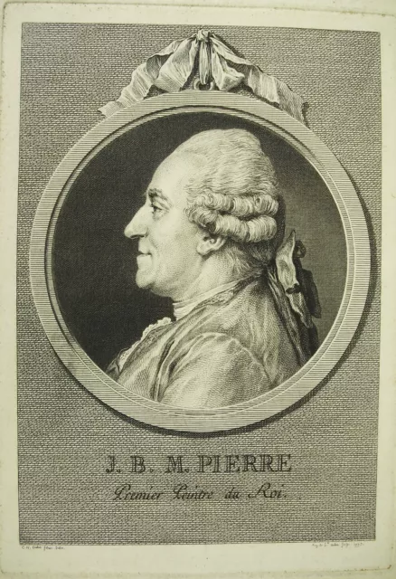 Jean-Baptiste Marie Pierre peintre du Roi sc Augustin DE SAINT-AUBIN XVIIIe 1770