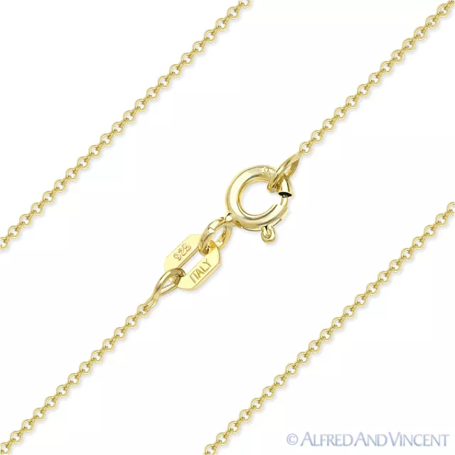 1mm Rolo Link Cable Chain Necklace in 14k Yellow Gold-Plated 925 Sterling Silver