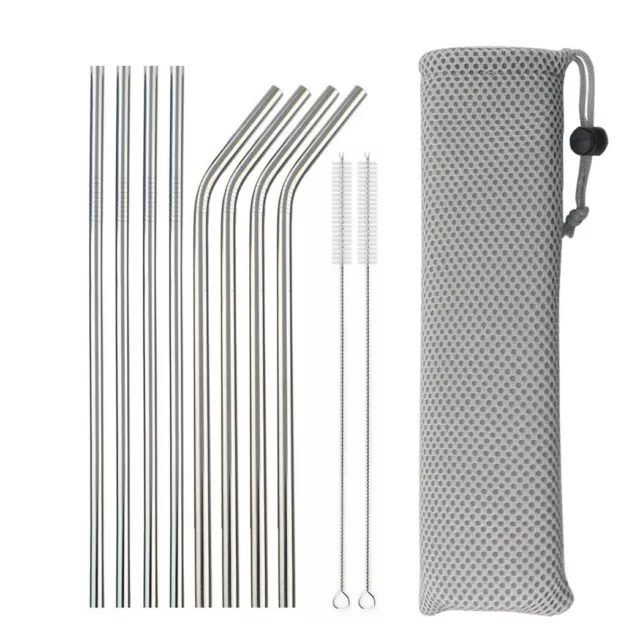 Reusable Drinking Straws Stainless Steel Party Drinks Metal Straw Brush Sets Bar