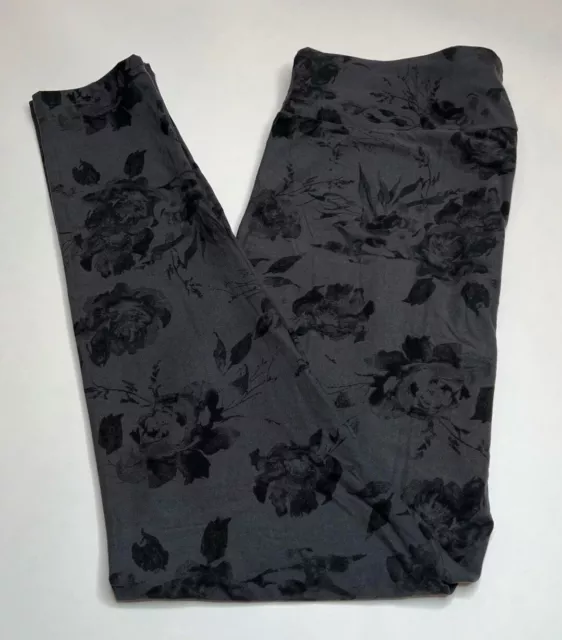 NEW LuLaRoe TC Leggings GRAY BLACK Flower MODERN ROSE Winter Romantic Halloween