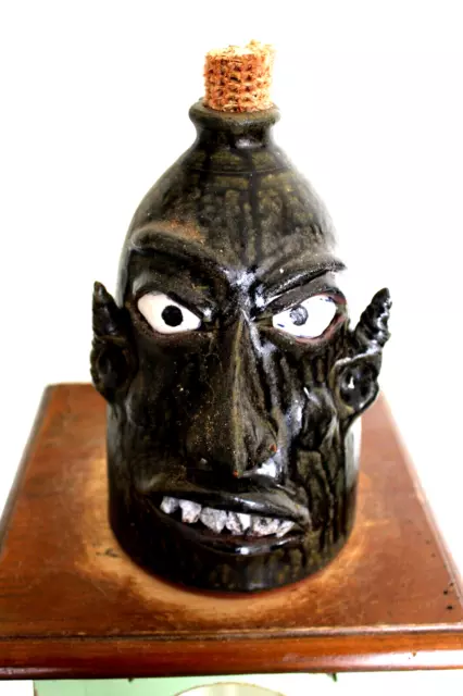wayne hewell face jug, pottery, folk art 10''x 7'' wayne hewell face jug, pottery, folk art 10''x 7''