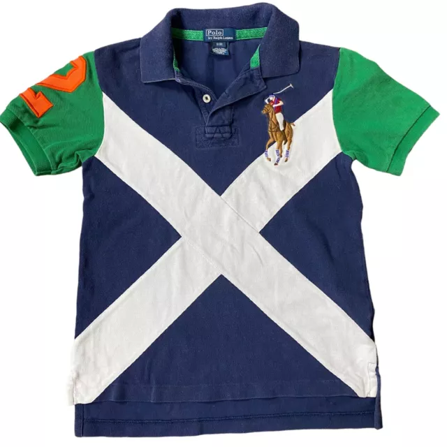 Polo Ralph Lauren Polo Boys Shirt Size Small (8) Big Pony Pique Polo Navy Green