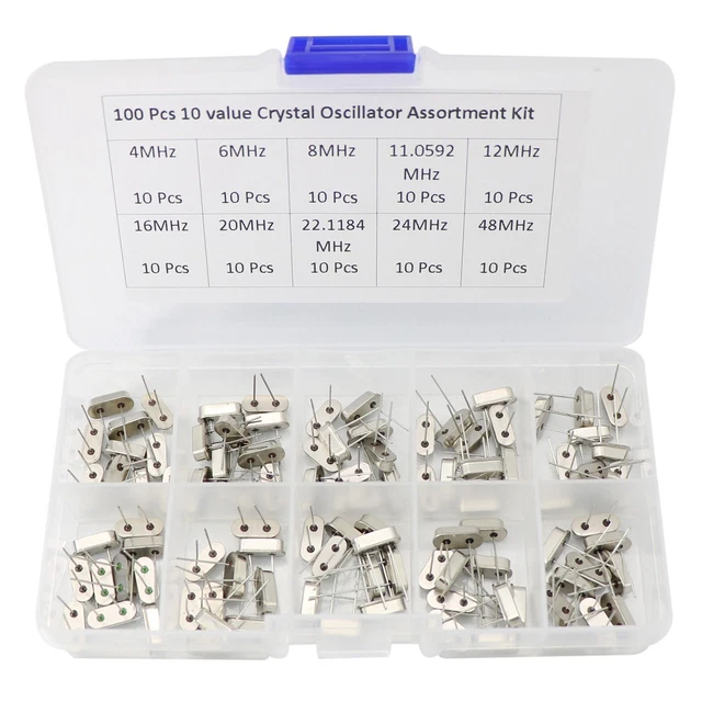 100Pcs 10 Value Crystal Resonators Oscillator Assortment Kit Assorted Set 4MH...