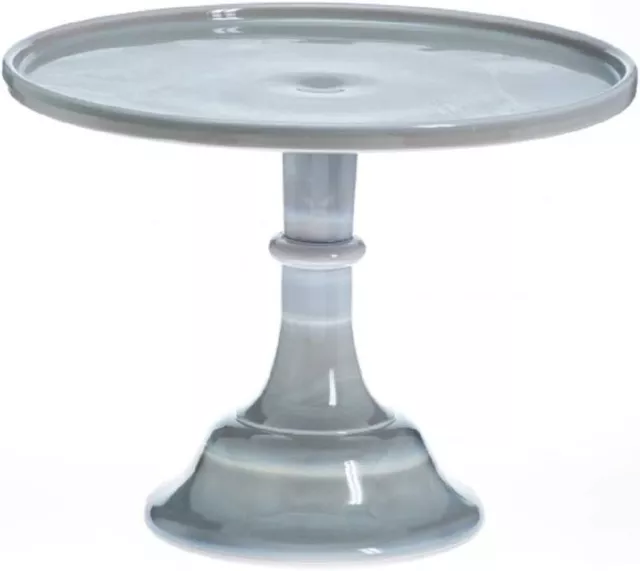 9" Cake Plate Pastry Tray Bakers Cupcake Stand Plain & Simple Gray Marble Glass