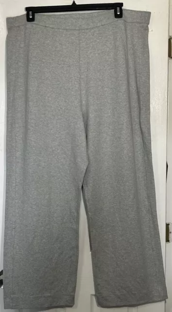 Joan Vass women pants 3X Knit stretch cotton Wide-Leg gray full length New