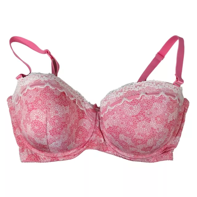 Parfait Affinitas Convertible Bra Pink 34G Underwire Lace Ribbon Adj Geo Plunge