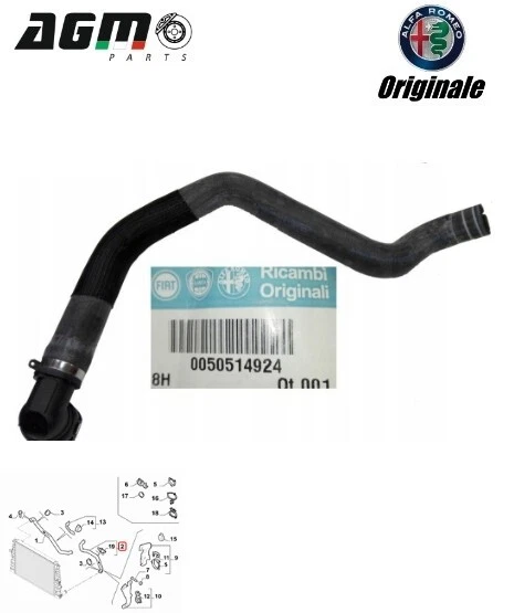 Manicotto Flessibile Radiatore Inferiore Originale Alfa 159 1,9 Jtd 16V 50514924