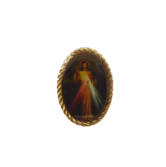 Católica Jesús Gracia Divina Pin Insignia Color Dorado Metal Negro Broche
