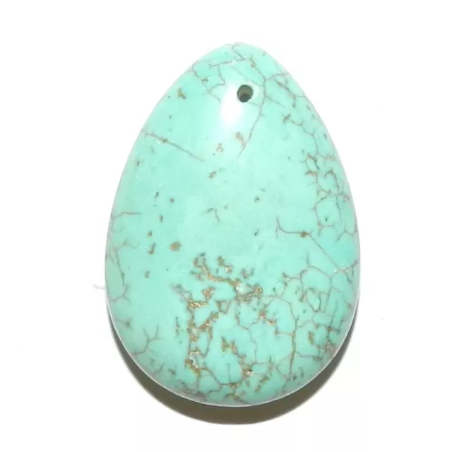 P2474 Blue-Green Turquoise 35mm Teardrop Magnesite Gemstone Pendant 1pc
