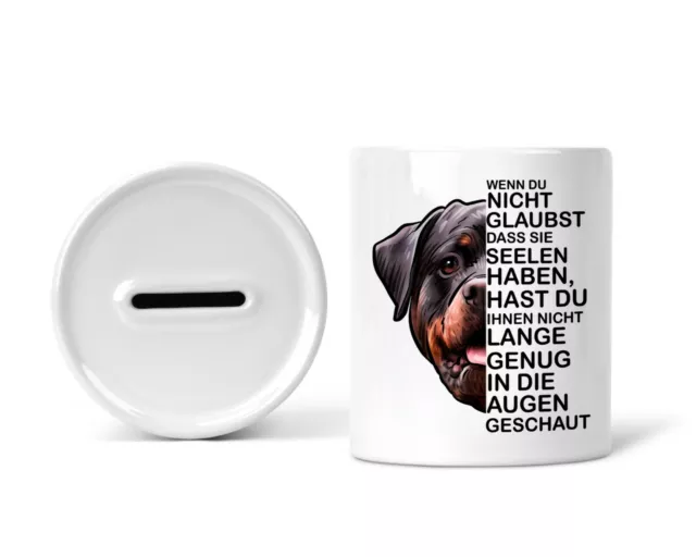 Sparschwein Spardose Sparbüchse Rottweiler Hund Hundebesitzer Dog Geschenk