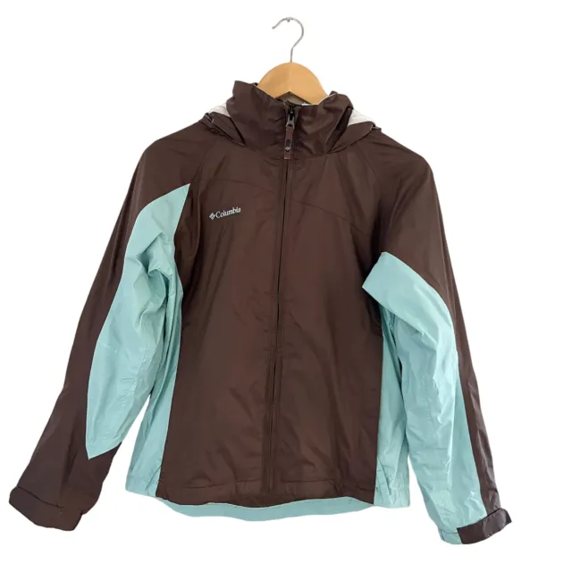 Columbia Sportwear Womens Brown Waterproof Full Zip Hooded Rain Jacket Size XS