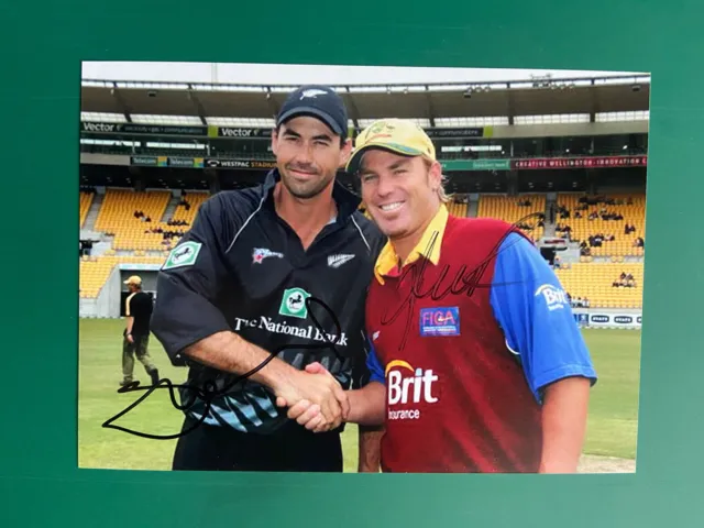 Stephen Fleming & Shane Warne - Cricket Icons Signed 7X5 Photo +Coa