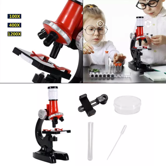 deAO Microscope Enfant Jouet pour Enfants, Science Microscope pour Enfants  débutants Scientifique Experience LED Microscope avec Ensemble Lames de