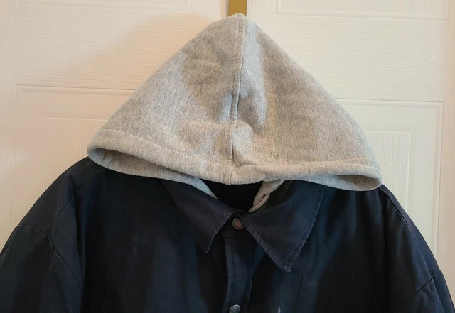 Dickies Jacket Men 2XL Blue Sweatshirt Hoodie Quilted Lined Shacket Distressed 2