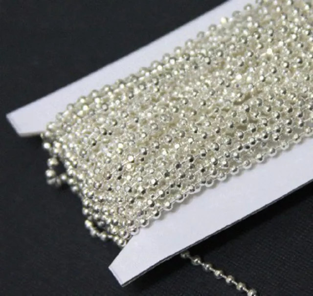 25ft spool silver plated 2.4mm faceted ball chain