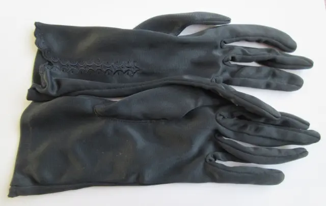 Vintage Wrist Length Nylon Day Gloves 1950s/60s Midnight Blue Size 7 Hong Kong