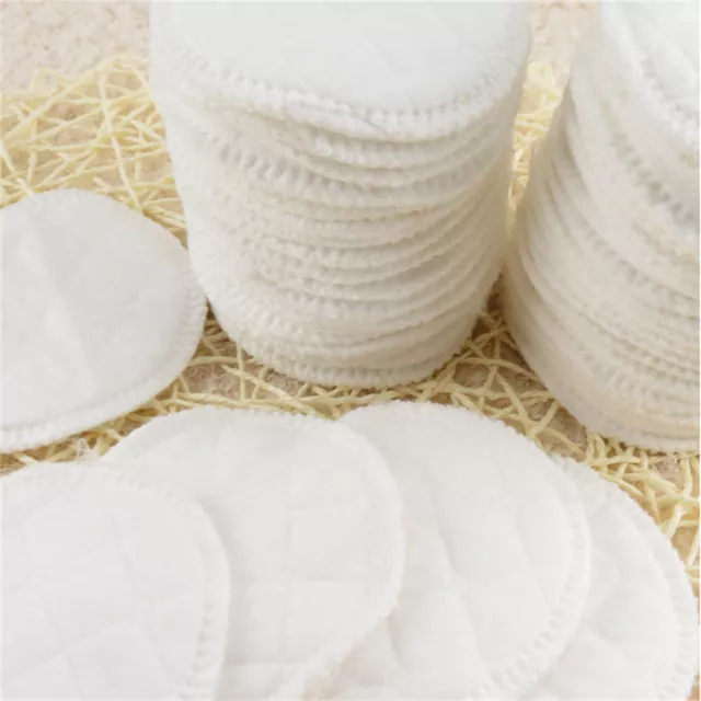 20X Bamboo Cotton Reusable Breast Pad Nursing Organic Plain Washable Pads White 3