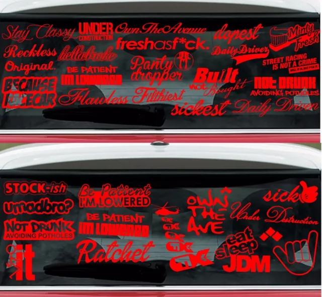 RED JDM STICKER Decal Pack / Lot of 35 Vinyl Sticker Bomb Low Drift Race  Rebs3 $19.49 - PicClick