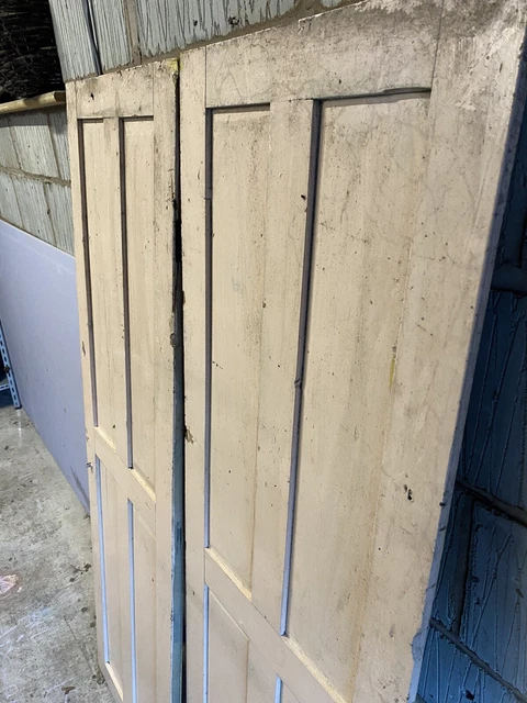 Victorian Reclaimed Cupboard Alcove 4 Panel / Panelled Doors x2 6