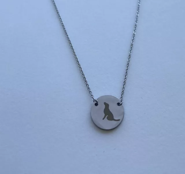 Dog Pet Necklace Stainless Steel Silver Round Pendant Engraved Christmas Gift￼