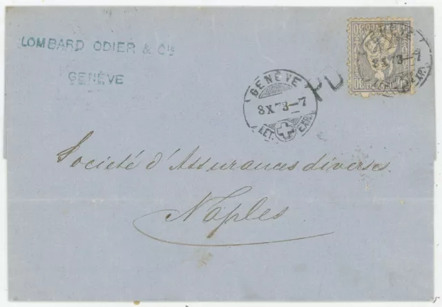 Schweiz PD Brief Genf Neapel Italien 1873