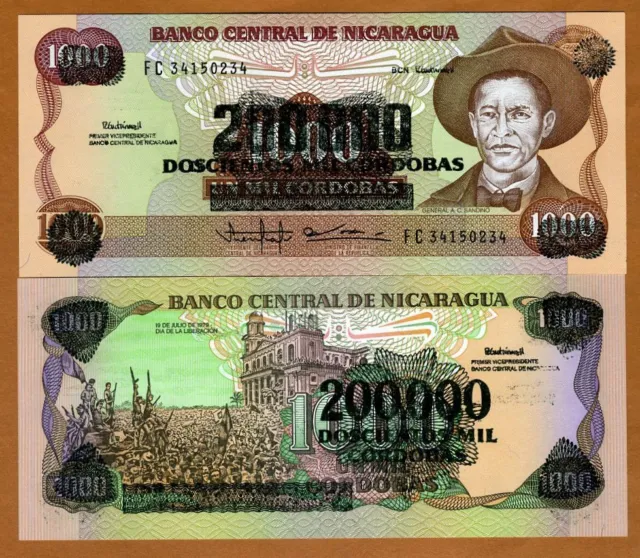 Nicaragua, 200,000 on 1000 Cordobas, ND (1990), P-162,  UNC