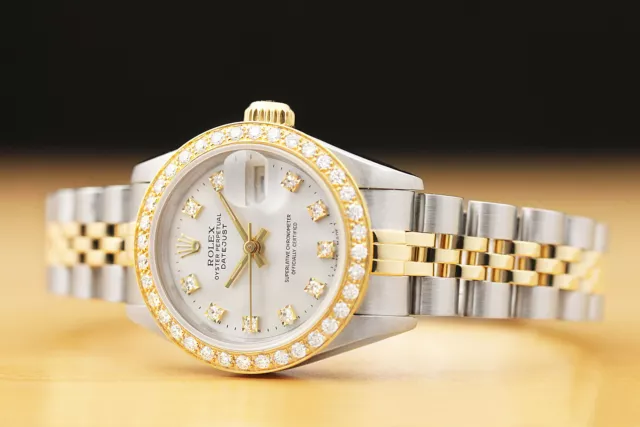 Donna Rolex Datejust Fabbrica Diamante Bicolore 18K Oro Giallo Acciaio Orologio 2