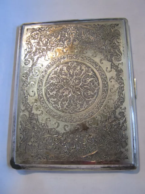 c. 1900 (Pre-Lion Mark) Islamic Persian Silver Hand Chased Cigarette Case 151 g