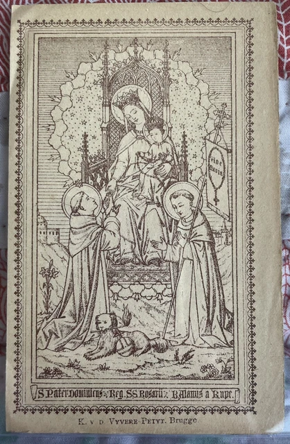 ANTIQUE HOLY Card-“Our Lady of the Rosary” Brotherhood Of The Rosary ...