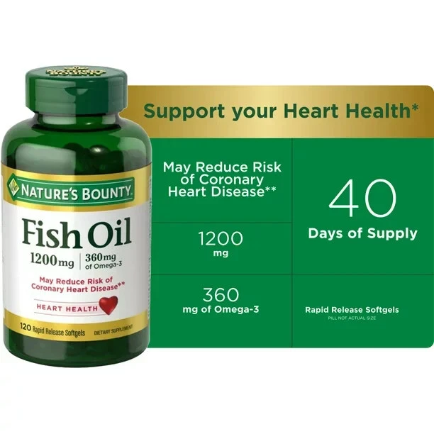 Nature's Bounty Fish Oil Rapid Release Softgels, 1200 Mg, 120 Ct FREE SHIPPING..