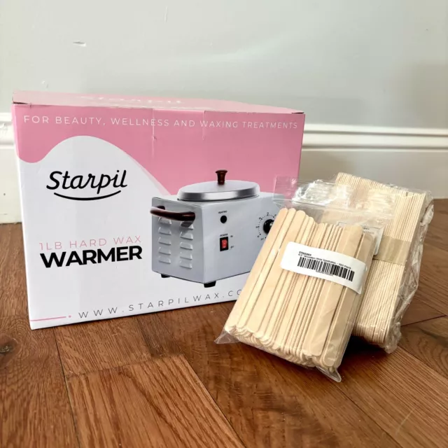 Starpil 1lb Hard Wax Warmer and 2 Packs of Wax Spatulas Bundle