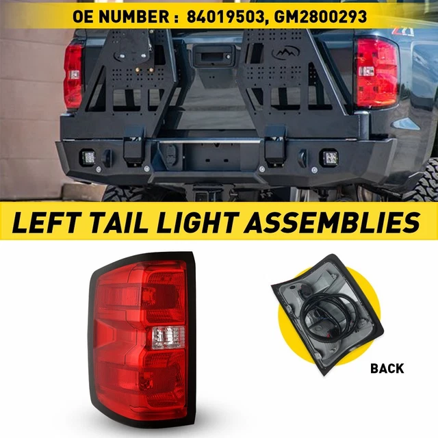Left SIDE FOR 14-19 SILVERADO RED LENS TAIL LIGHT BRAKE LAMP W/ WIRING HARNESS