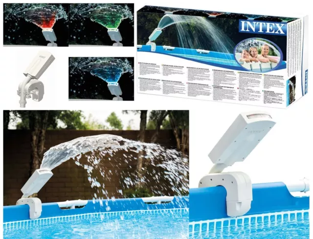 Intex Wasserfontäne mit LED Poollicht Wasserfall Wassersprüher Farbwechsel Pool