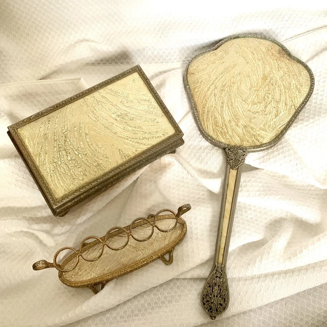 Nécessaire De Coiffure Vintage Regent Of London - 3 Objets En Métal Doré, Neuf - Style Féminin