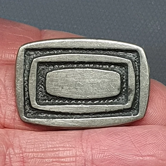 Broche Moderniste Rare En Argent Avec Pierre Verte - Bijou D'artiste - Excellent état