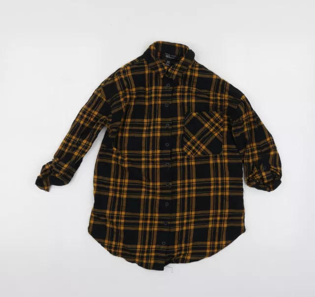 New Look Boys Yellow Plaid Cotton Basic Button-Up Size 9 Years Collared