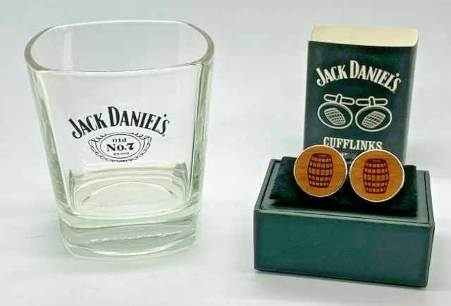 Jack Daniels Rocks Glass And Pair Of Jack Daniels Barrel Cufflinks - Cuff Links 2