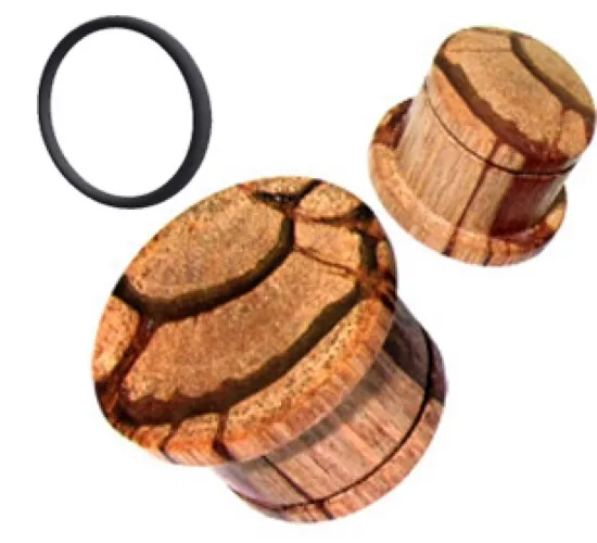 Pair 6G (4Mm) Concave Zebra Wood Single Flare Plugs Organic Plug