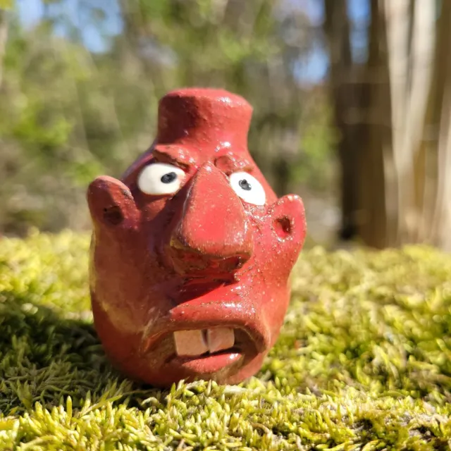 2.25" Mini Red Angry Face Jug by Wayne Hewell