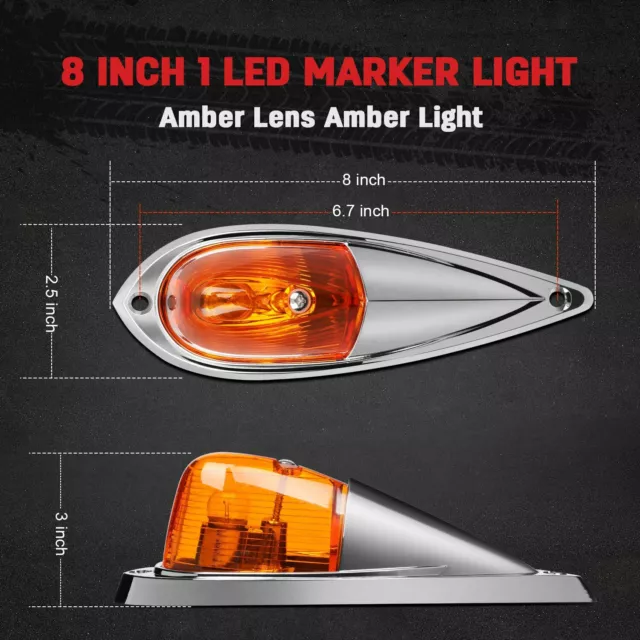 5 Amber Cab Roof Clearance Marker Light For 72-93 Dodge Ram 1500 Truck Teardrop 2