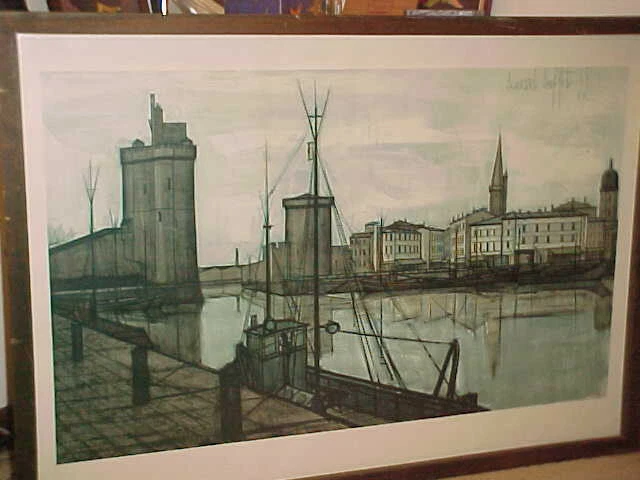  BERNARD BUFFET Large Original Print -  le Port  de la Rochelle 1955, 41" X 30"