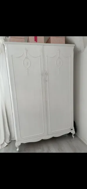 Antique wardrobe/armoire, 2 mirrored doors, French, shelves/hanging cupboard
