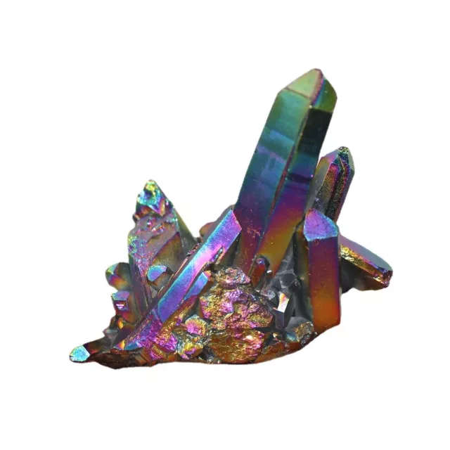 Natural Aura Rainbow Crystal Titanium Bismuth Stone Cluster VUG Healing Reiki