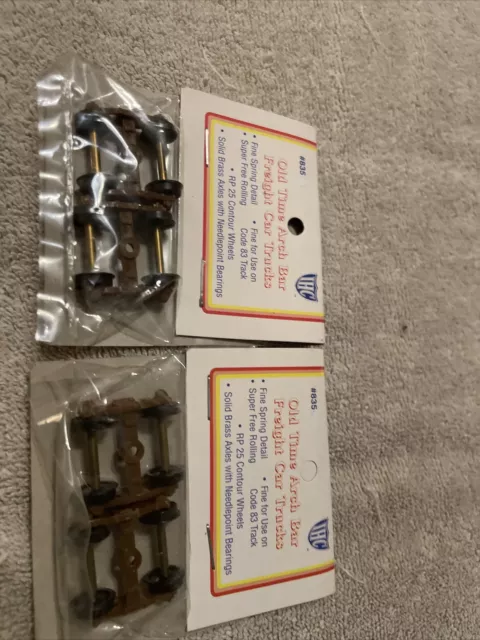 IHC 835, Old Time Arch Bar Freight Car Trucks, HO Scale 2 Packages.