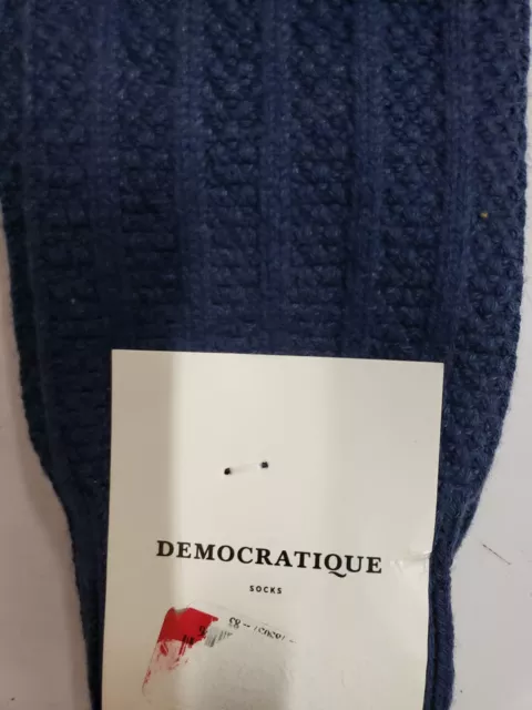 Democratique Socks Unisex 8-12 Blue Knit Combed Cotton Blend Relax Bubble Socks 2