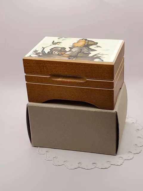 Vintage Reuge Music Box Hummel  Boy Bird Swiss Movement Plays Somewhere My Love
