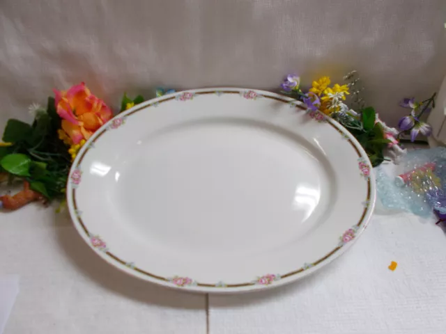 LOVELY LARGE OVAL BOWL - J AND G MEAKIN ENGLAND - 40 1/2 cm LONG x 31 cm W # 817